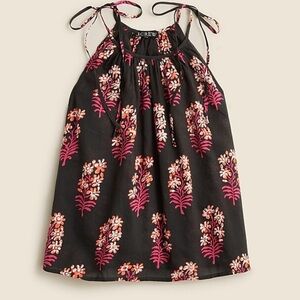 J.Crew Tie-shoulder tank top in cocoa block-print cotton voile Top xs new